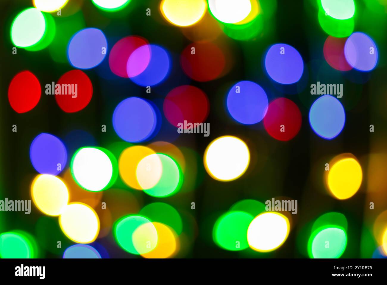 Blurred Bokeh Multi-Colored Abstract Lights Defocused Background with Vibrant Circular Patterns Stock Photo