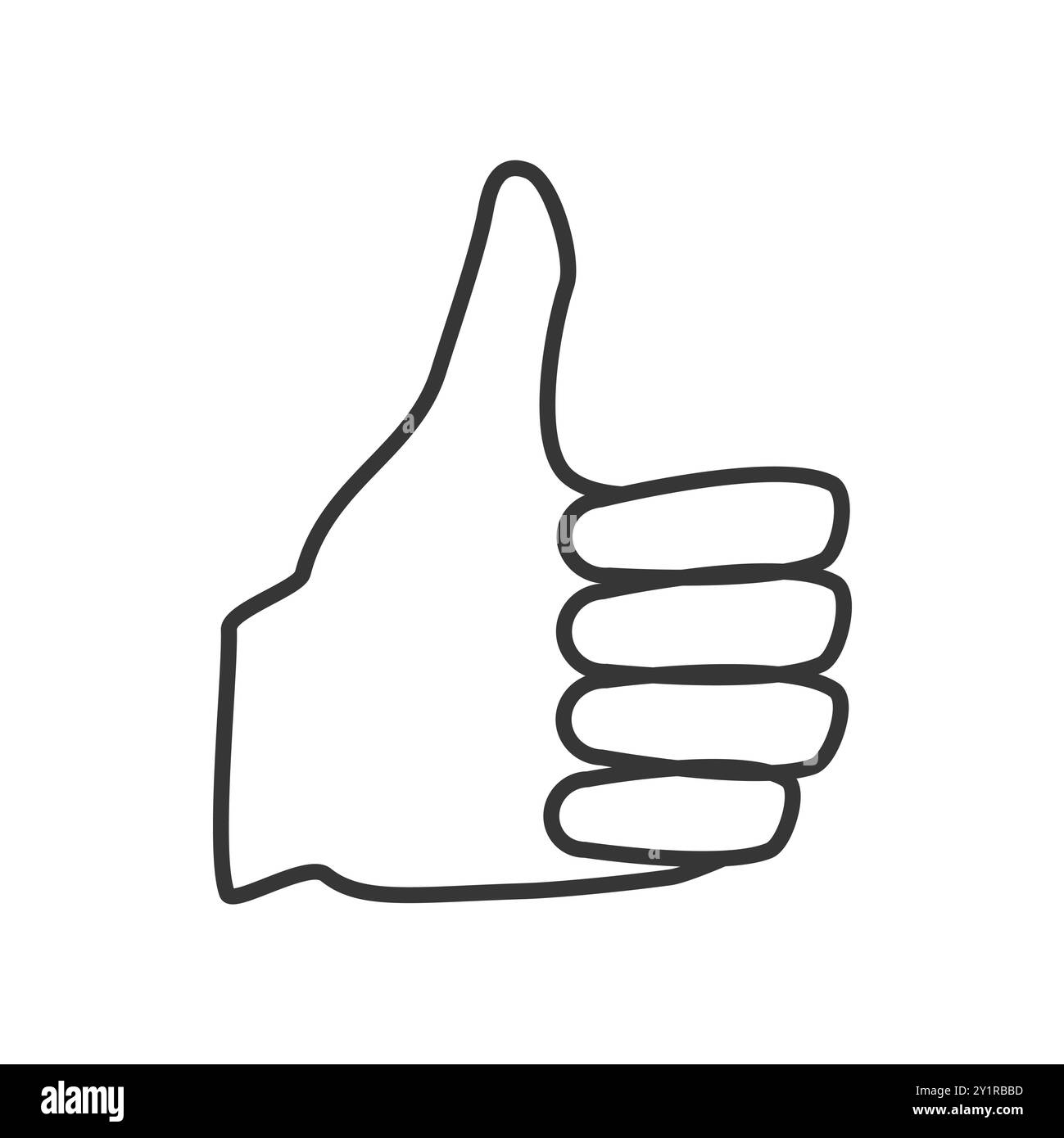 Line art vector illustration of a thumbs up hand gesture, symbolizing