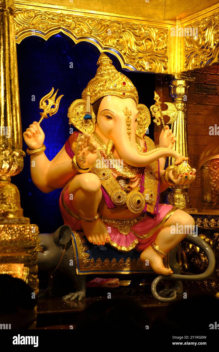 07 September 2024, Pune, Maharashtra, India, Beautiful idol of Lord