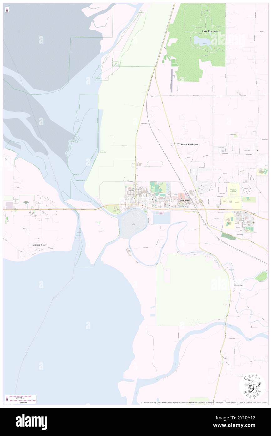 Stanwood, Snohomish County, US, United States, Washington, N 48 14' 28'', S 122 22' 14'', map, Cartascapes Map published in 2024. Explore Cartascapes, a map revealing Earth's diverse landscapes, cultures, and ecosystems. Journey through time and space, discovering the interconnectedness of our planet's past, present, and future. Stock Photo