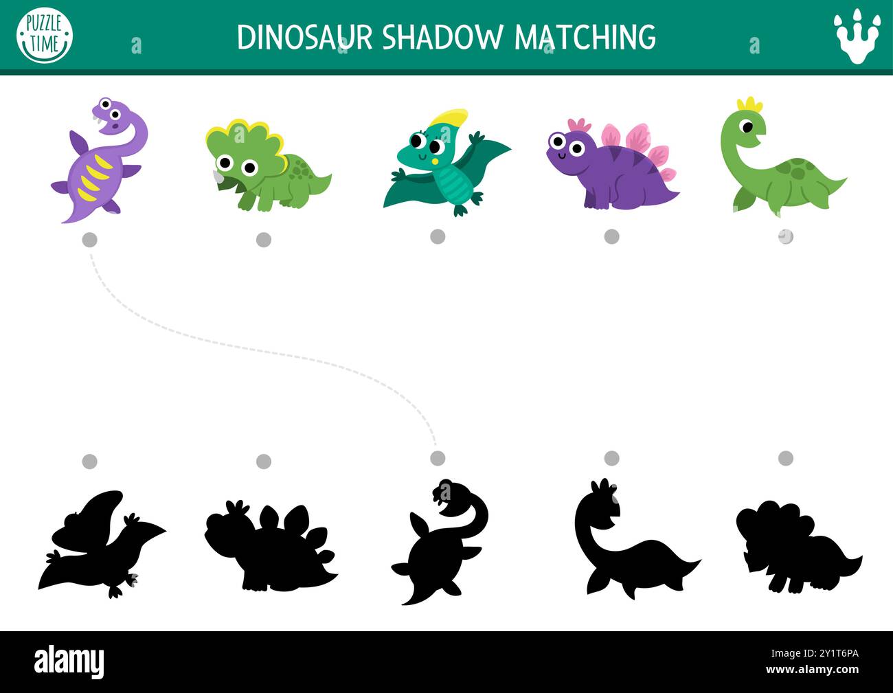 Little dinosaur shadow matching activity with animals prehistoric