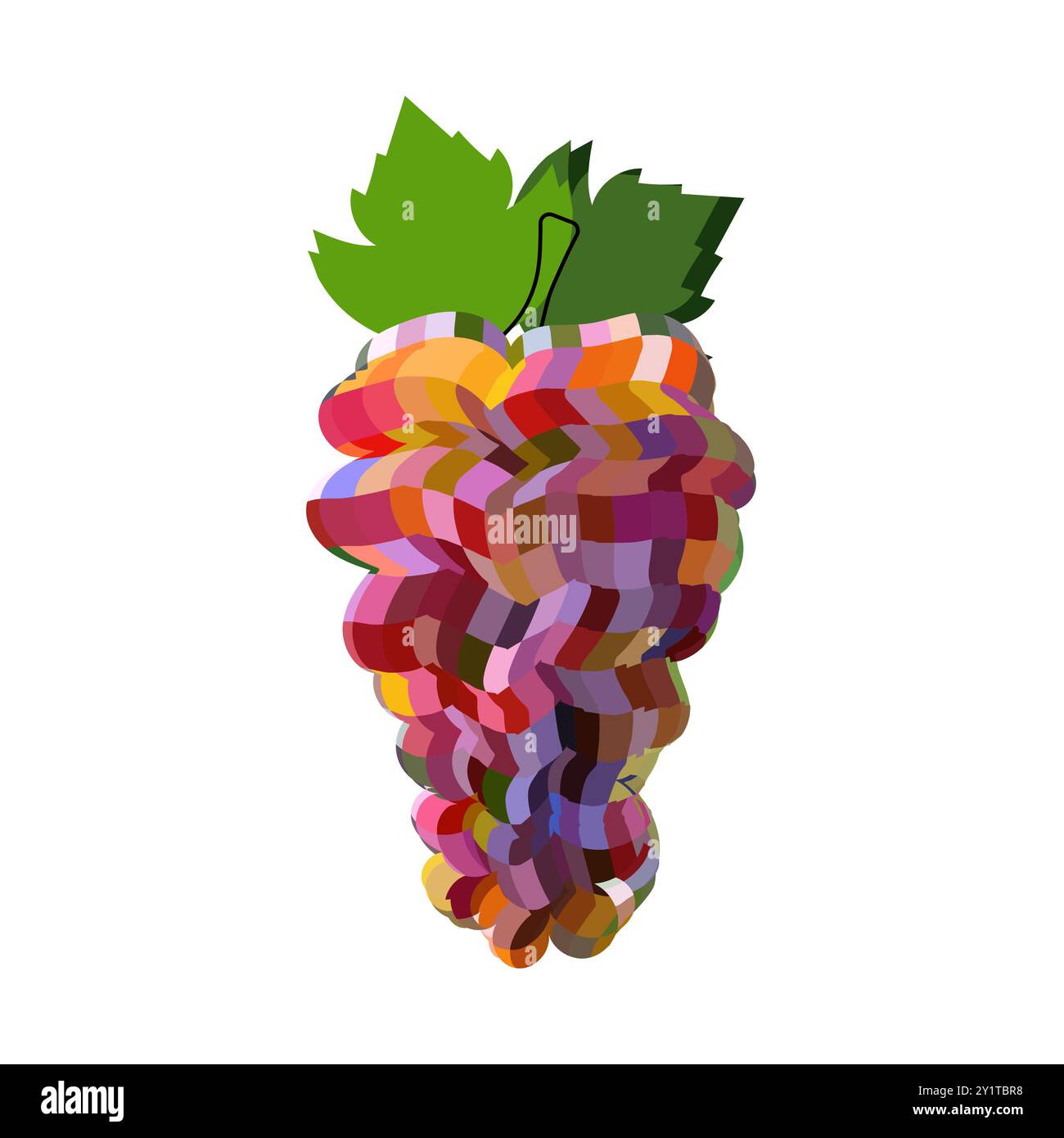 Disco mirror ball fruit, berry, grape . On white isolated background. Mosaic style vector Stock Vector
