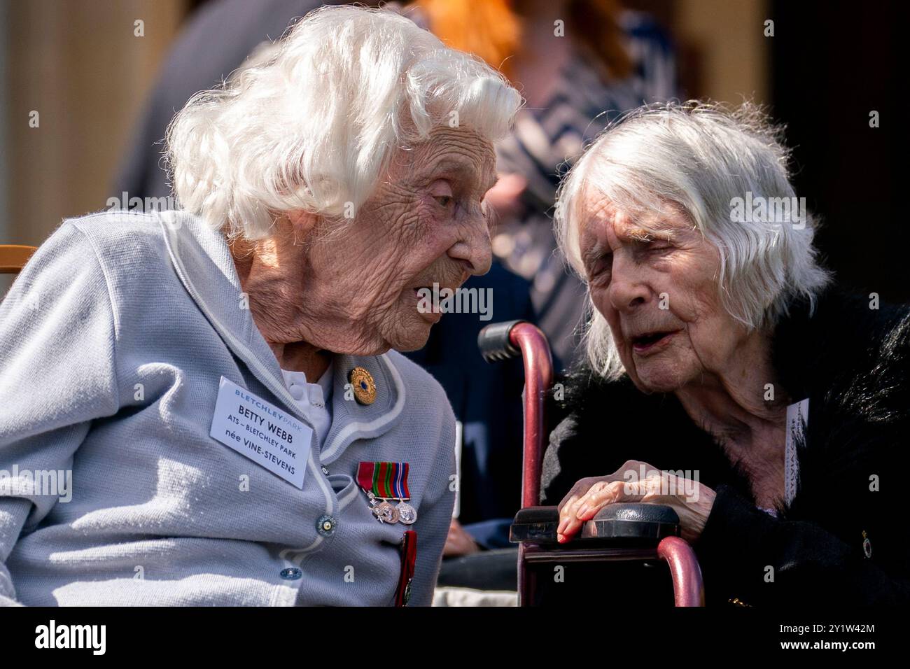 Veterans Charlotte Webb (left) and Sylvia Goff chat infront of ...
