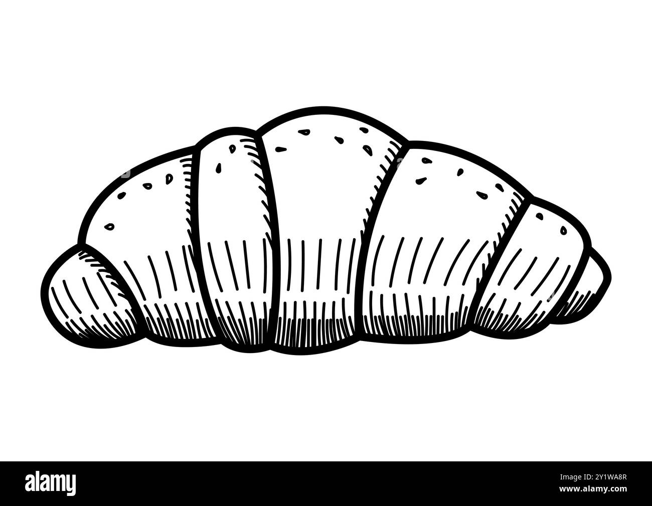 Doodle line art vector illustration of a croissant isolated on white ...