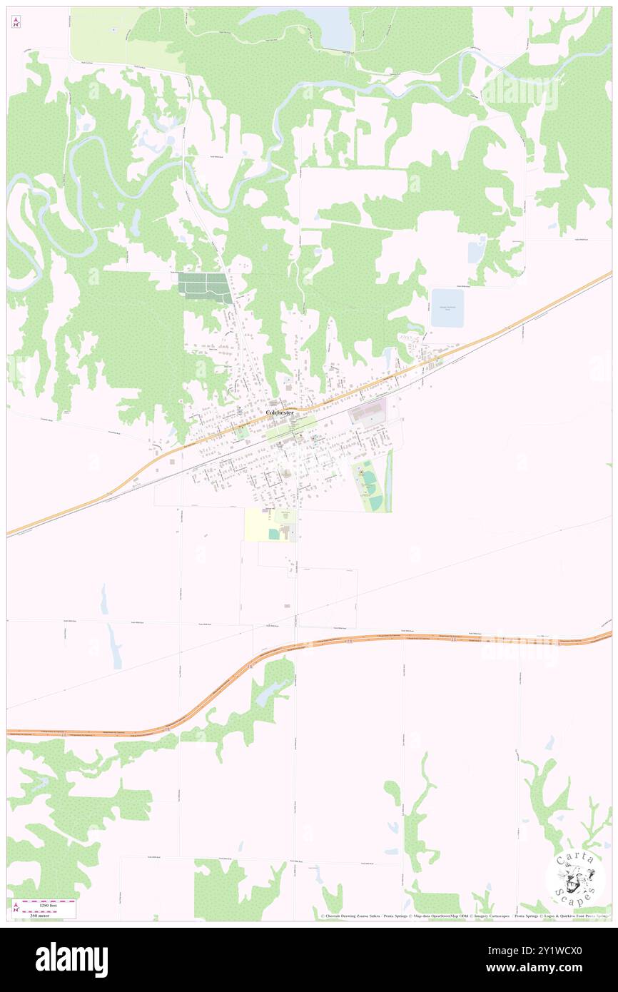 Colchester, McDonough County, US, United States, Illinois, N 40 25' 35'', S 90 47' 33'', map, Cartascapes Map published in 2024. Explore Cartascapes, a map revealing Earth's diverse landscapes, cultures, and ecosystems. Journey through time and space, discovering the interconnectedness of our planet's past, present, and future. Stock Photo