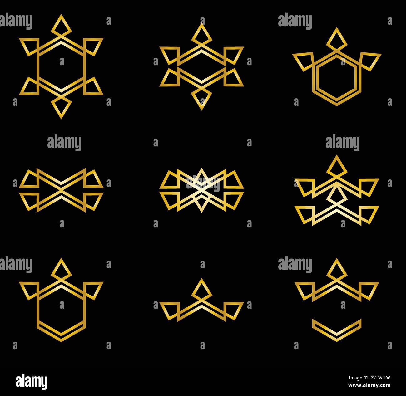 Vector minimal, linear hexagon logos and design elements - abstract ...