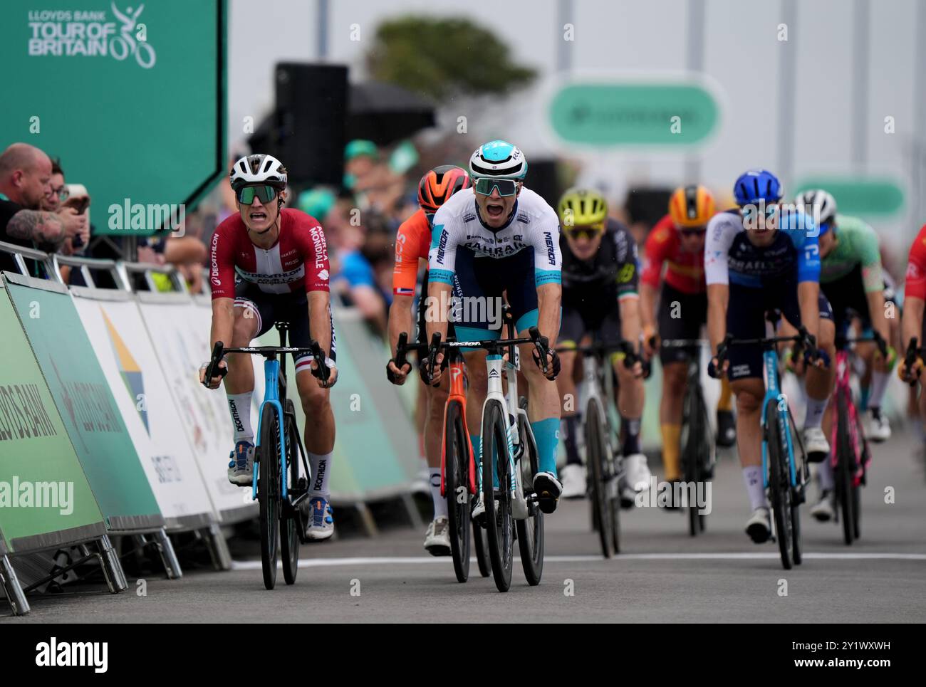 Bahrain-Victorious rider Matevz Govekar wins during stage six of the ...