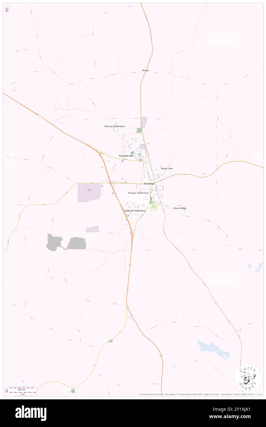 Brundidge, Pike County, US, United States, Alabama, N 31 43' 12'', S 85 48' 57'', map, Cartascapes Map published in 2024. Explore Cartascapes, a map revealing Earth's diverse landscapes, cultures, and ecosystems. Journey through time and space, discovering the interconnectedness of our planet's past, present, and future. Stock Photo