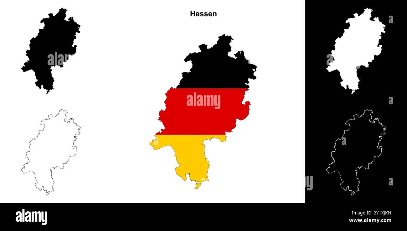Hessen state outline map set Stock Vector Image & Art - Alamy
