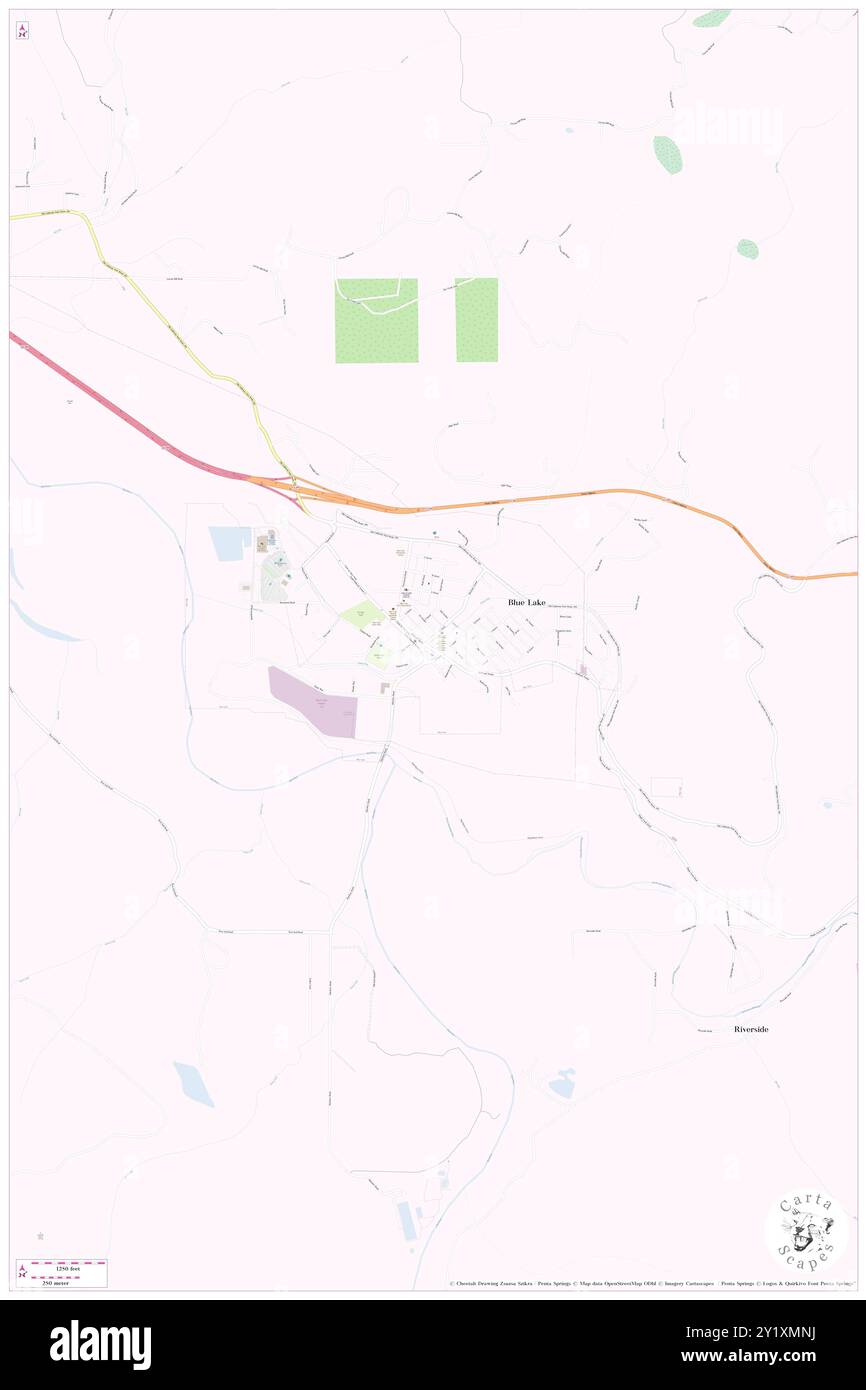 Blue Lake, Humboldt County, US, United States, California, N 40 52' 58'', S 123 59' 2'', map, Cartascapes Map published in 2024. Explore Cartascapes, a map revealing Earth's diverse landscapes, cultures, and ecosystems. Journey through time and space, discovering the interconnectedness of our planet's past, present, and future. Stock Photo