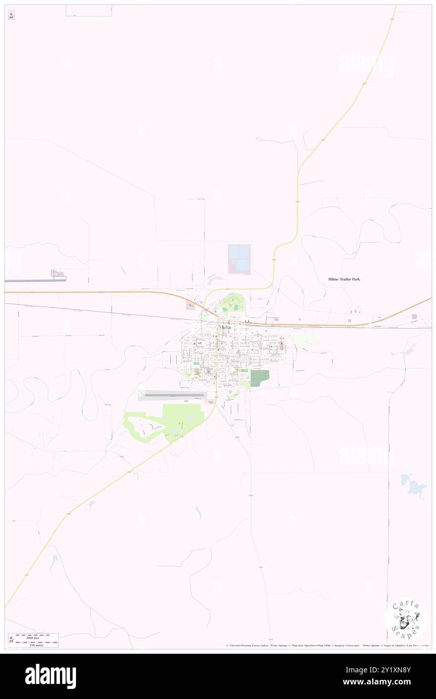 Malta, Phillips County, US, United States, Montana, N 48 21' 34'', S 107 52' 27'', map, Cartascapes Map published in 2024. Explore Cartascapes, a map revealing Earth's diverse landscapes, cultures, and ecosystems. Journey through time and space, discovering the interconnectedness of our planet's past, present, and future. Stock Photo