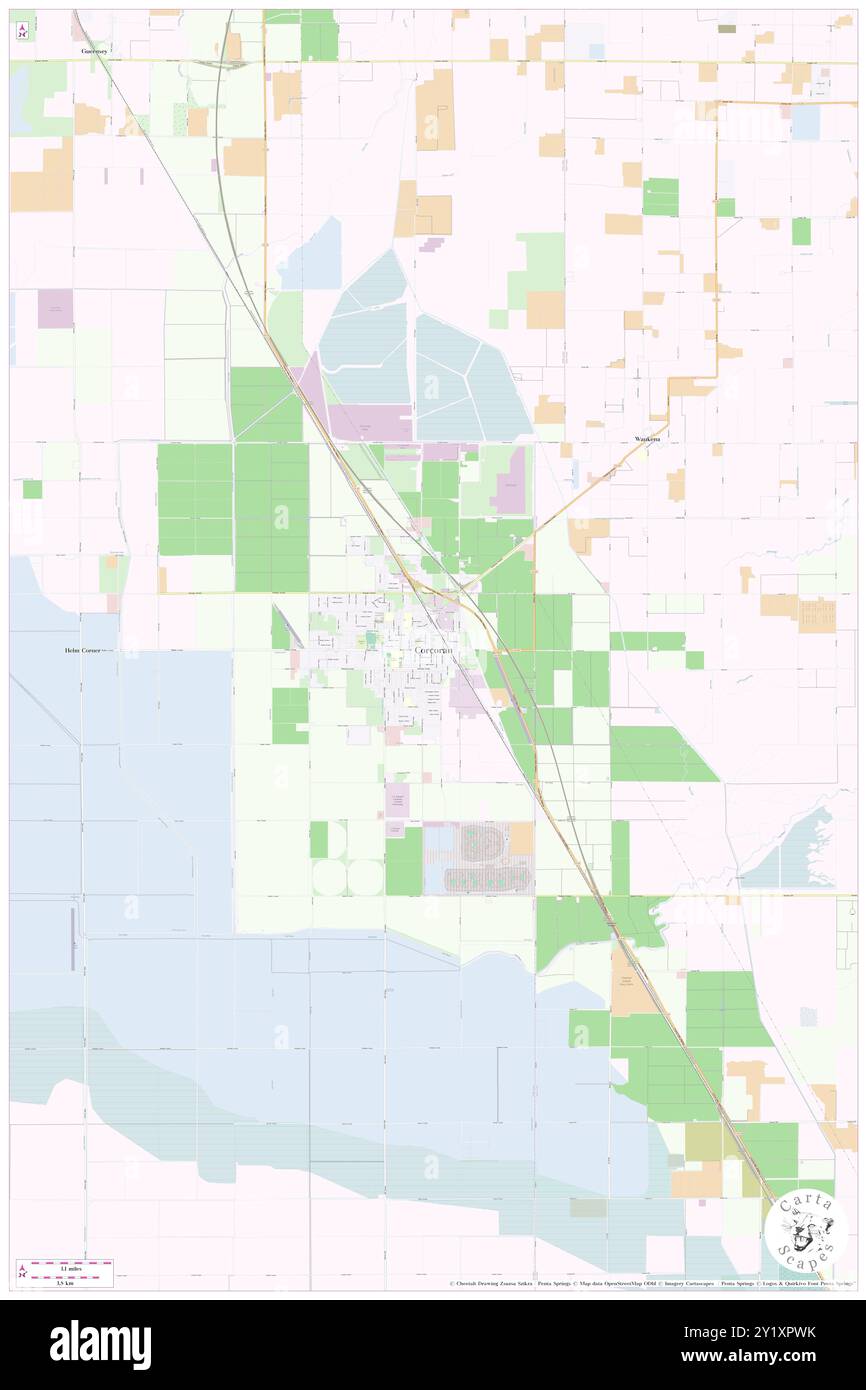 Corcoran, Kings County, US, United States, California, N 36 5' 52'', S 119 33' 37'', map, Cartascapes Map published in 2024. Explore Cartascapes, a map revealing Earth's diverse landscapes, cultures, and ecosystems. Journey through time and space, discovering the interconnectedness of our planet's past, present, and future. Stock Photo