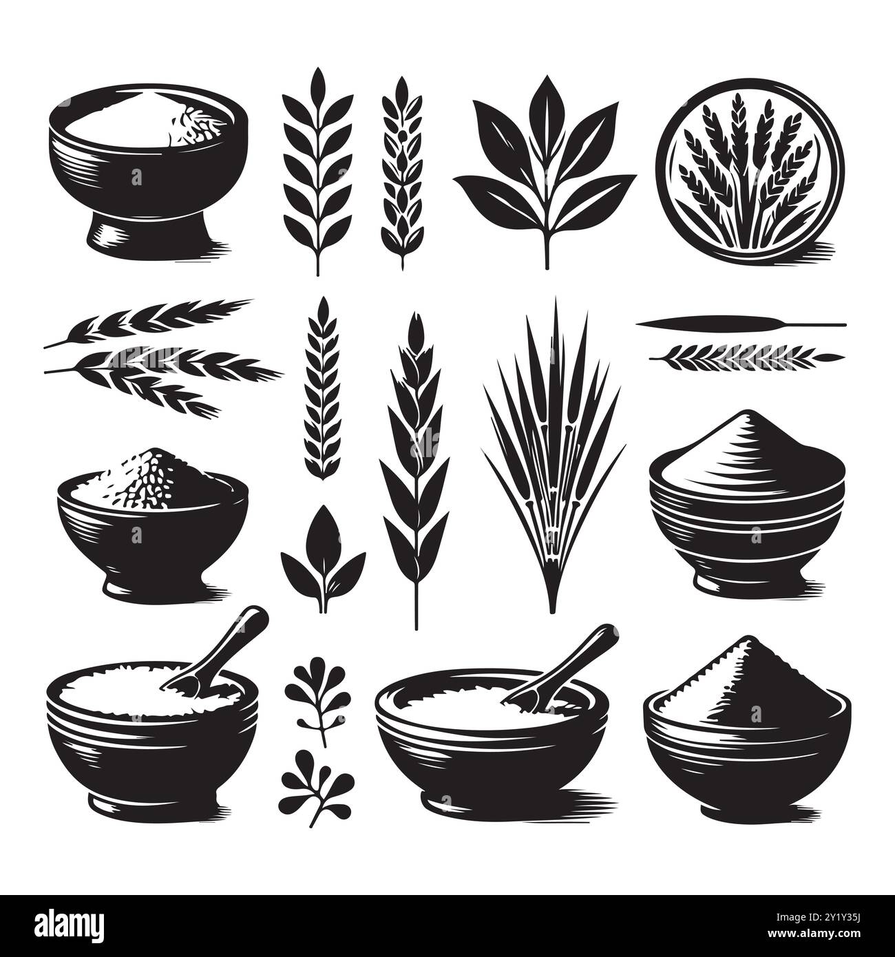Clay Rice Design Silhouette set of clay rice. Vector isolated illustration Stock Vector ...