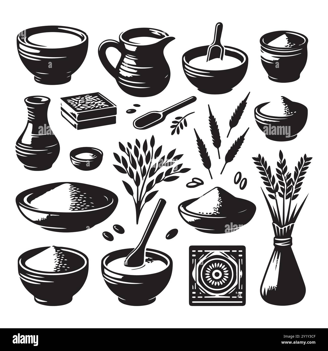 Modeling Clay Rice Silhouette set of clay rice. Vector isolated illustration Stock Vector ...