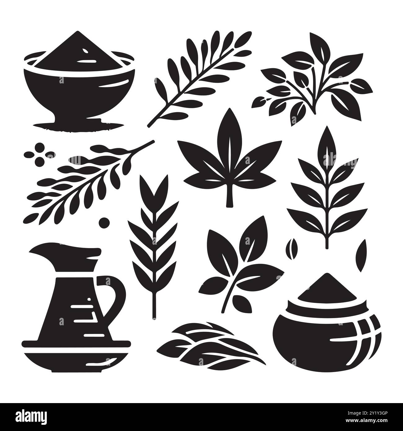 Clay Rice Design Silhouette set of clay rice. Vector isolated illustration Stock Vector ...