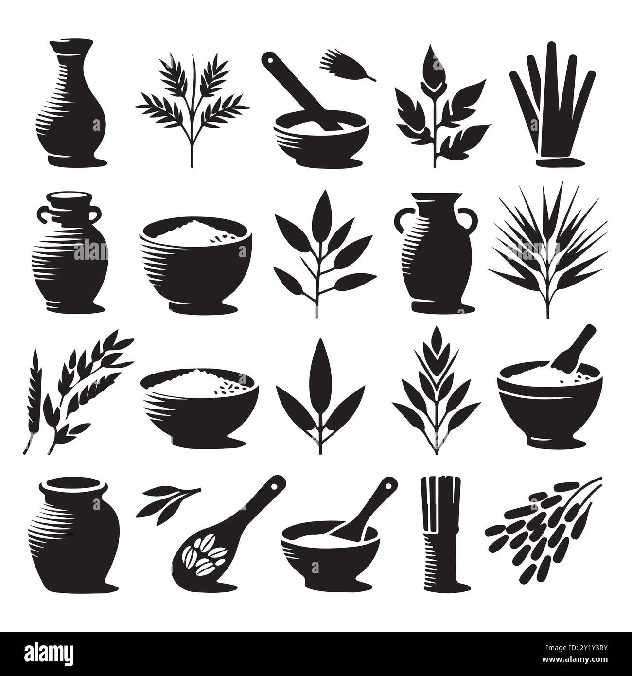 Clay Rice Design Silhouette set of clay rice. Vector isolated illustration Stock Vector ...