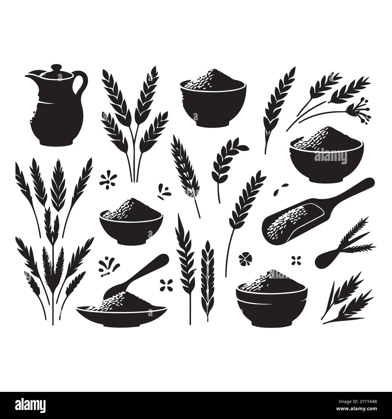 Clay Rice Design Silhouette set of clay rice. Vector isolated illustration Stock Vector ...