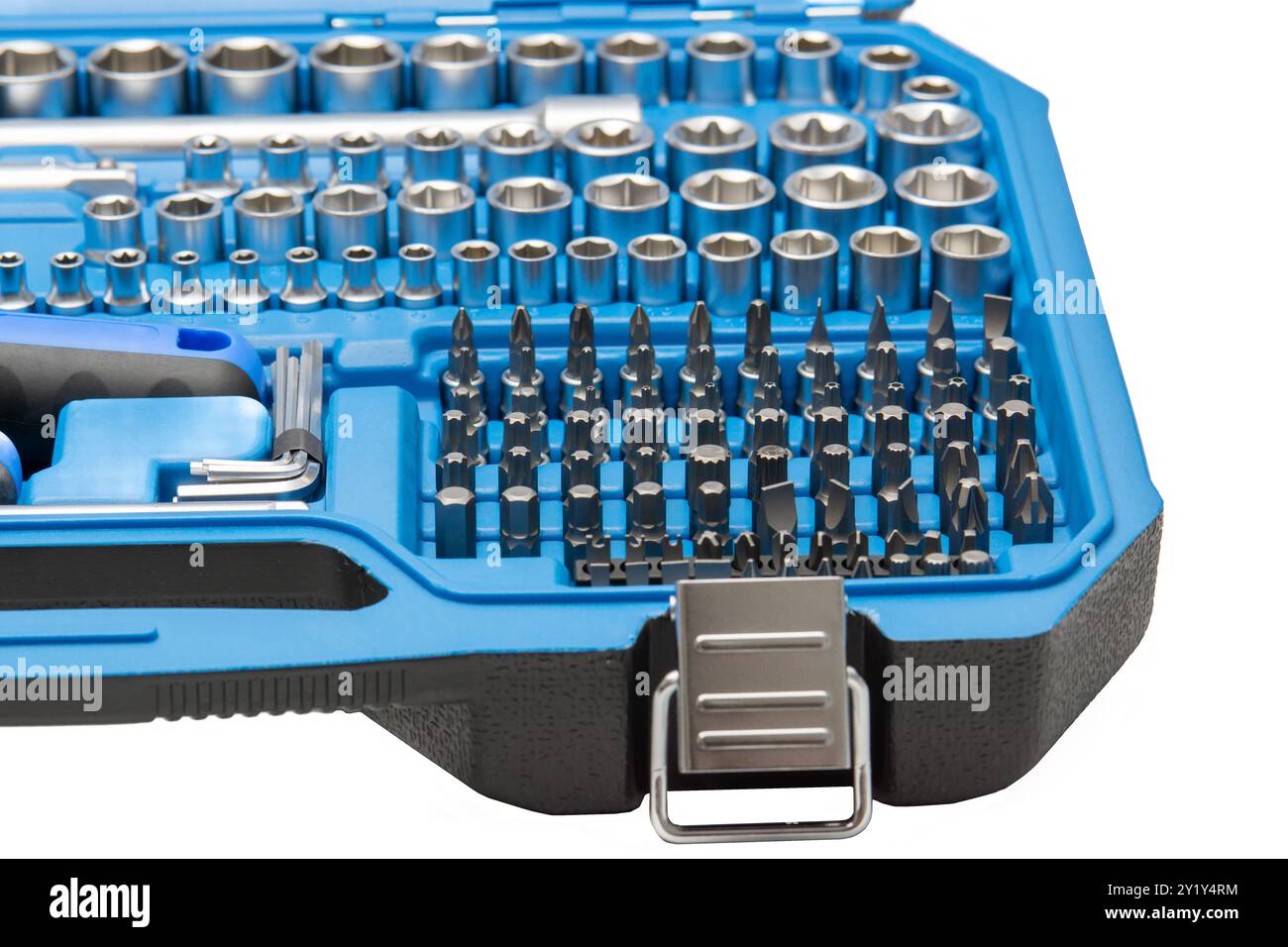 Socket wrench toolbox isolated on white background close up Stock Photo