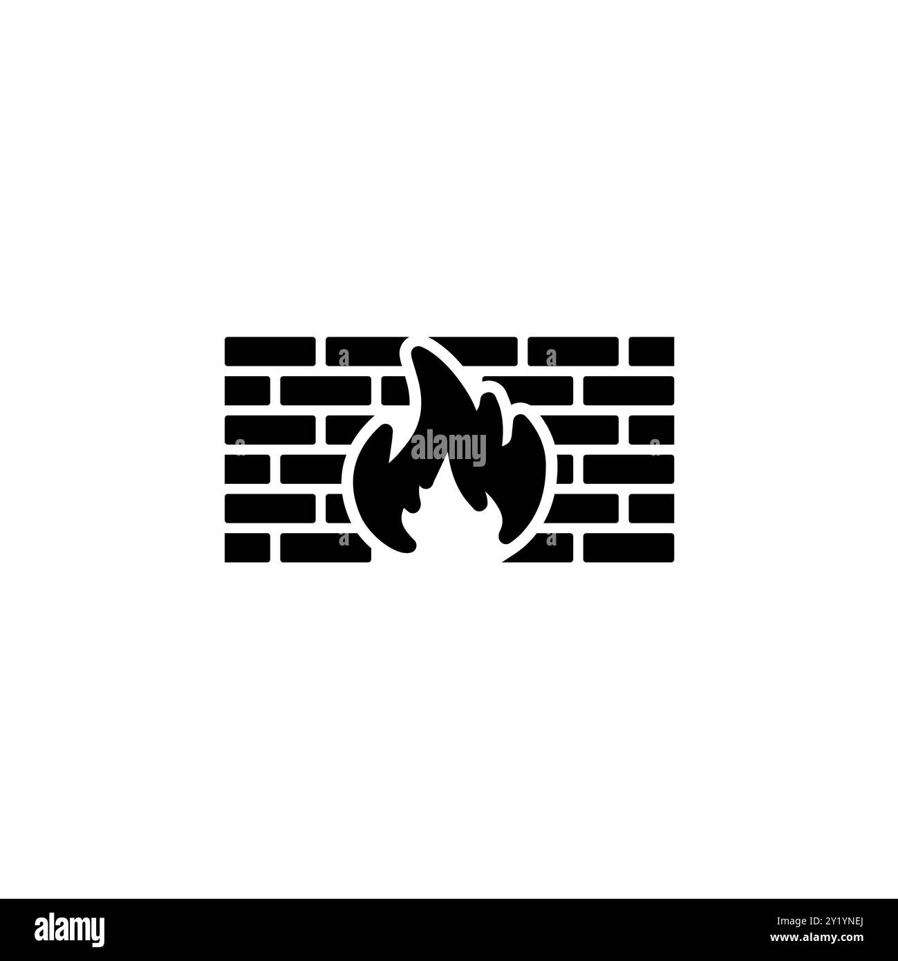 Firewall, Security Wall, Security Solid Flat Vector Icon Isolated on White Background. Stock Vector