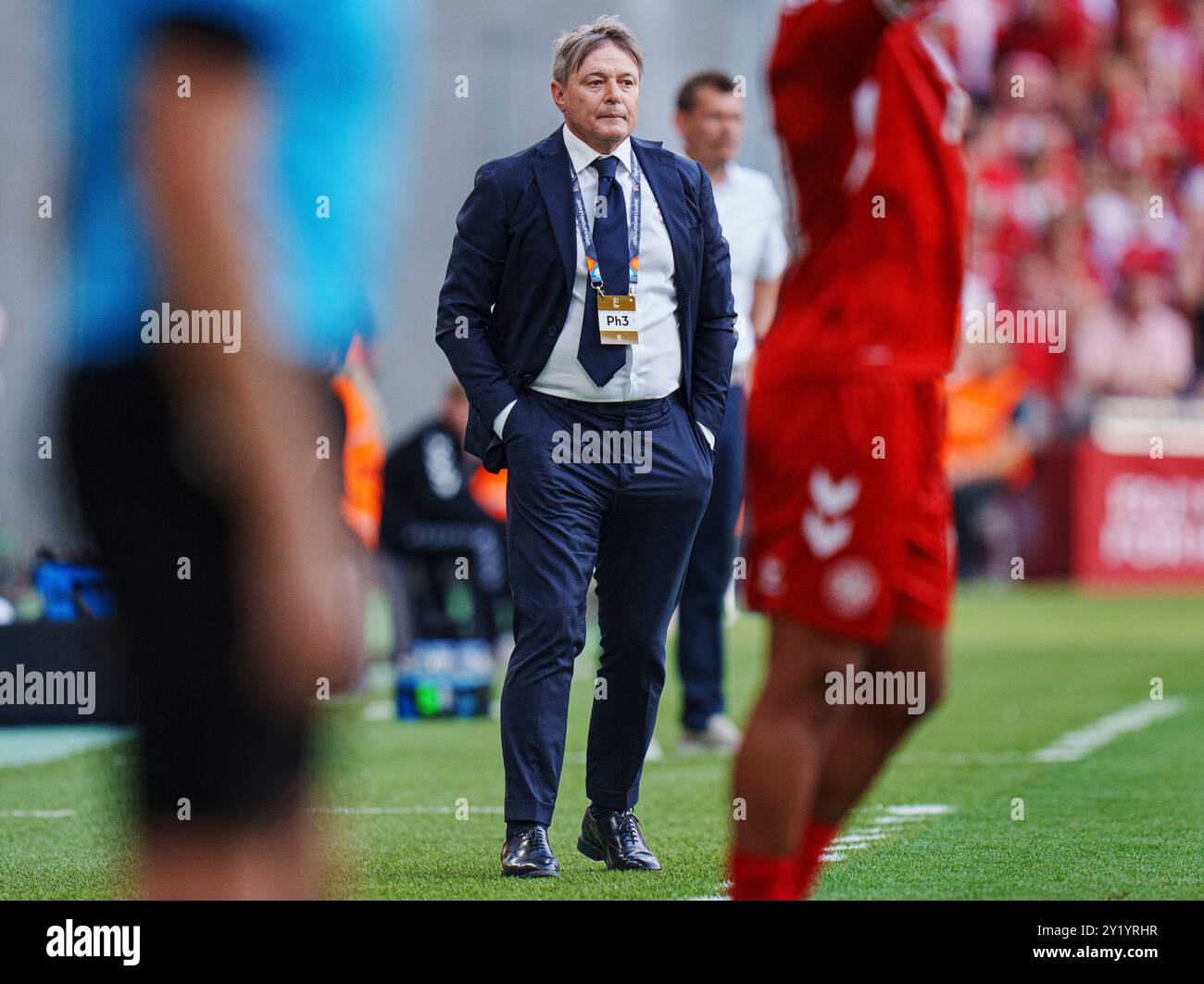 Copenhagen, Denmark. 08th Sep, 2024. Serbian coach Dragan Stojkovic in the League A Group 4 football match of the UEFA Nations League between Denmark and Serbia in Parken in Copenhagen on September 8, 2024. Credit: Ritzau/Alamy Live News Stock Photo