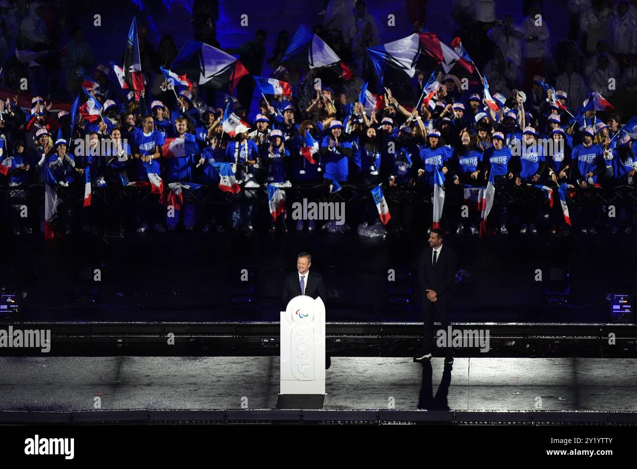IPC President Andrew Parsons speaks during the closing ceremony of the
