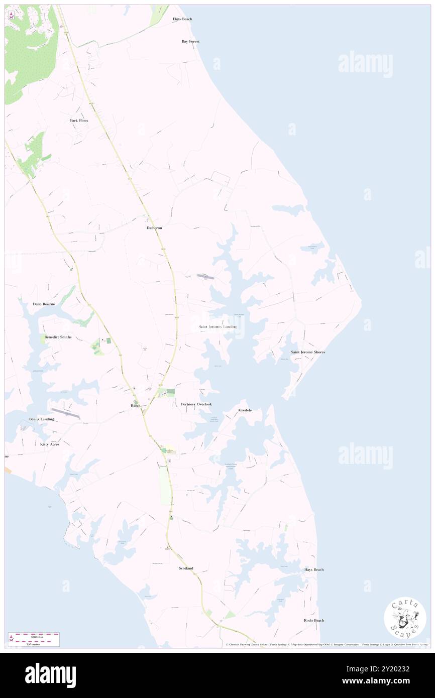 Saint Jeromes Landing, Saint Mary's County, US, United States, Maryland, N 38 8' 2'', S 76 21' 15'', map, Cartascapes Map published in 2024. Explore Cartascapes, a map revealing Earth's diverse landscapes, cultures, and ecosystems. Journey through time and space, discovering the interconnectedness of our planet's past, present, and future. Stock Photo