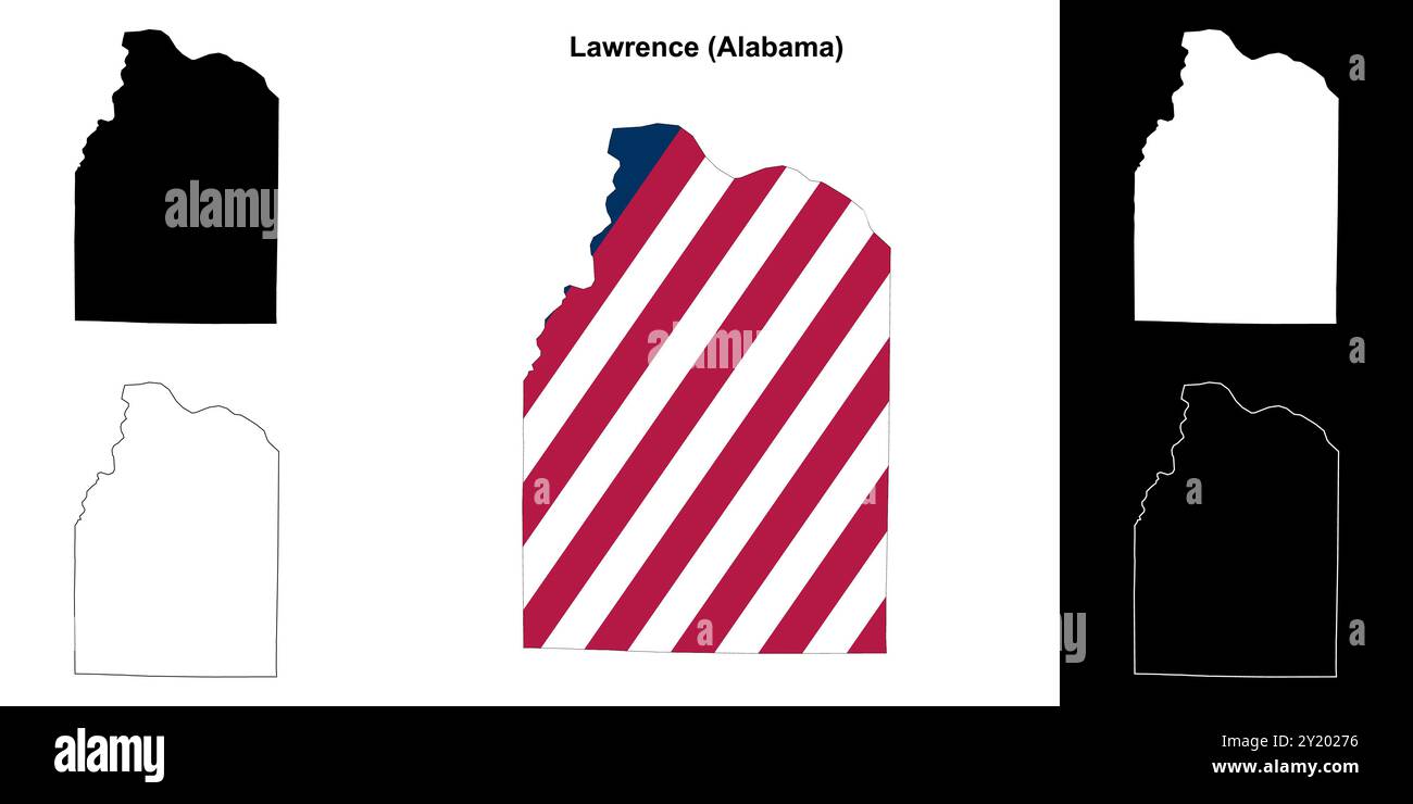 Lawrence County (Alabama) outline map set Stock Vector