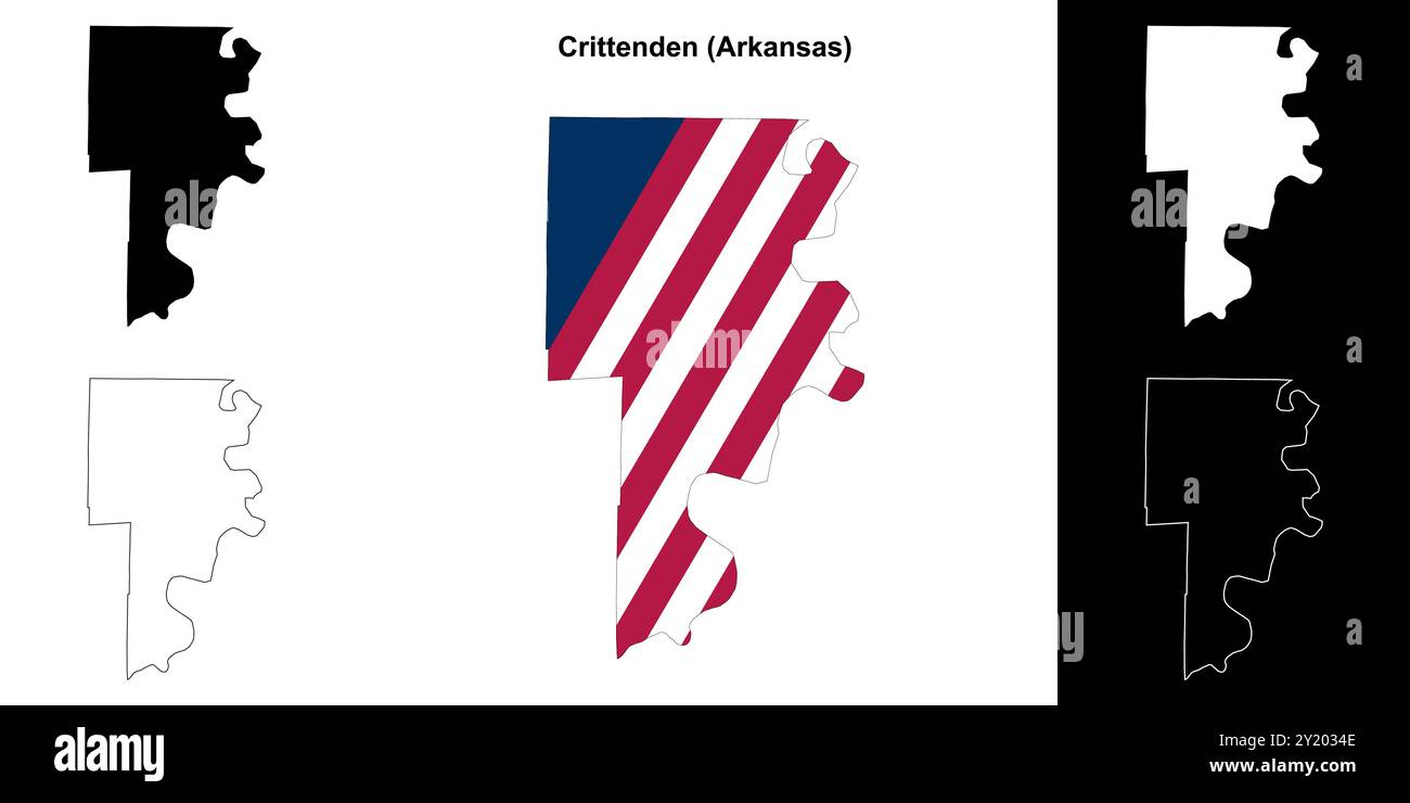 Crittenden County (Arkansas) outline map set Stock Vector