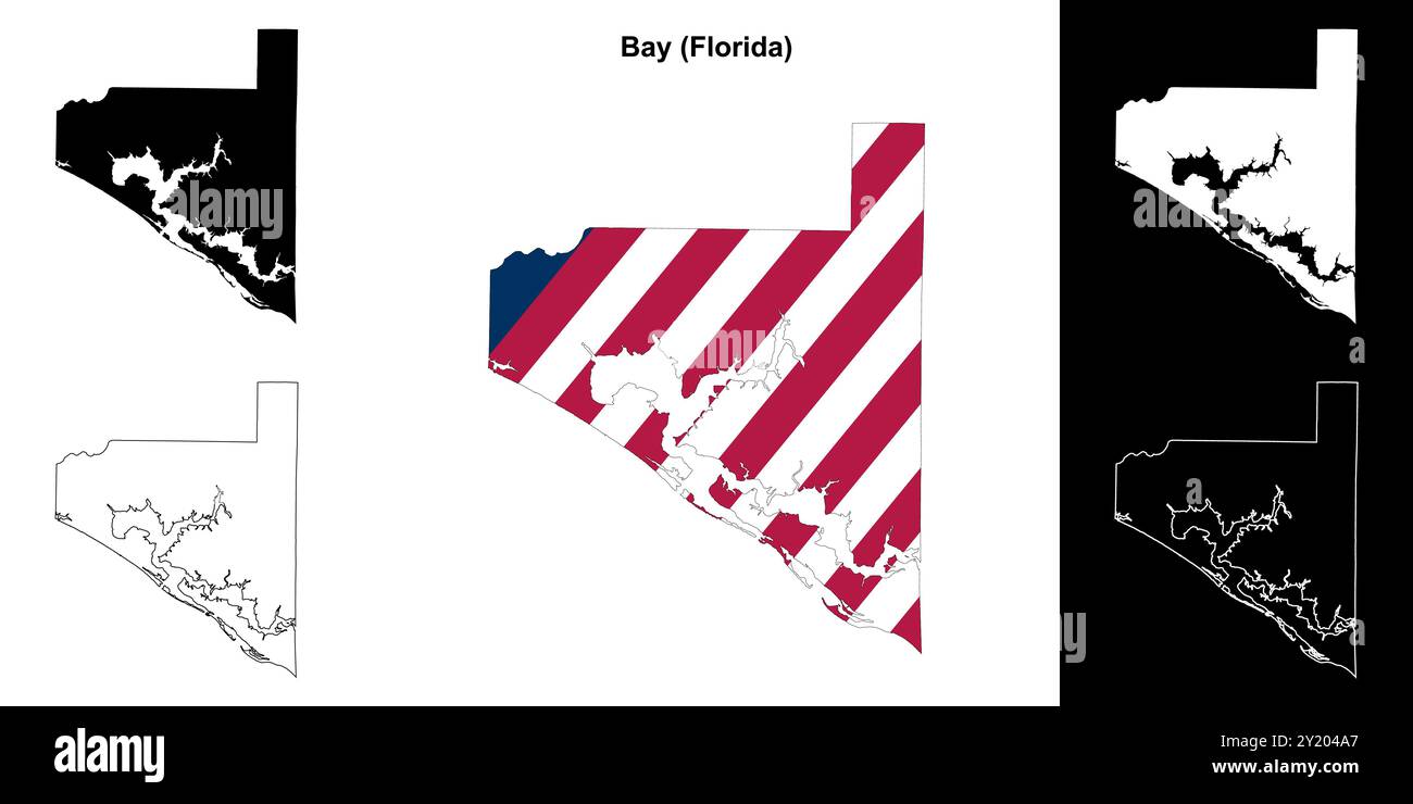 Bay County Florida outline map - Bay County Florida Outline Map Set 2Y204A7