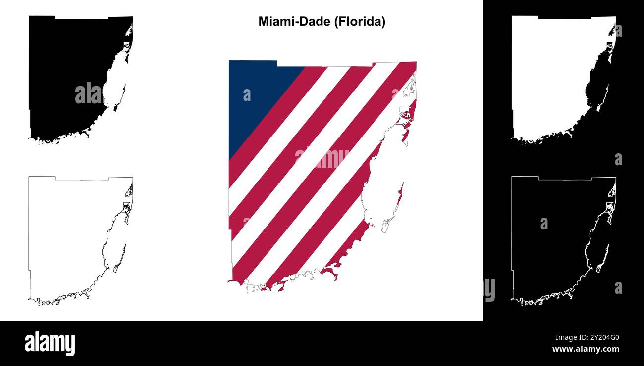 Miami dade county map hi res stock - Miami Dade County Florida Outline Map Set 2Y204G0 