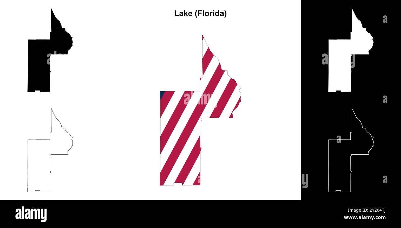 Lake County (Florida) outline map set Stock Vector