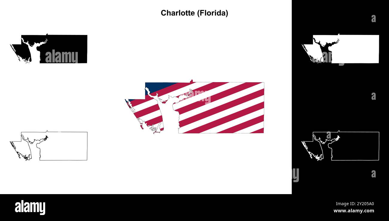 Charlotte County (Florida) outline map set Stock Vector Image & Art - Alamy