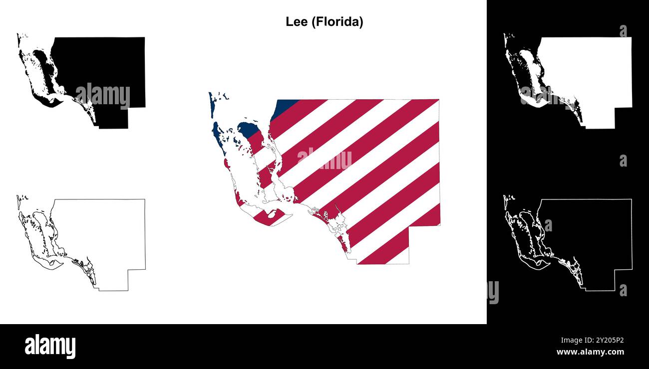 Lee County Florida outline map - Lee County Florida Outline Map Set 2Y205P2 