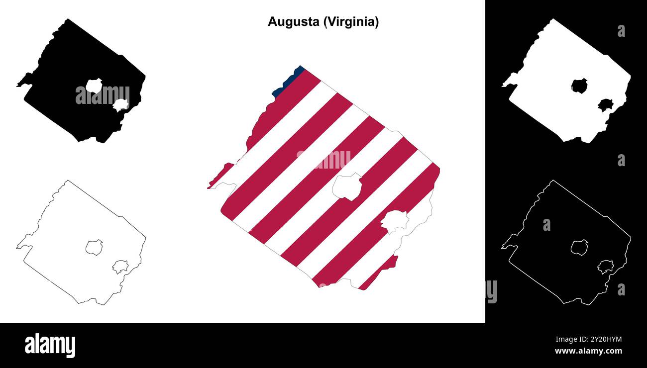 Augusta county virginia outline map set stock vector image art alamy