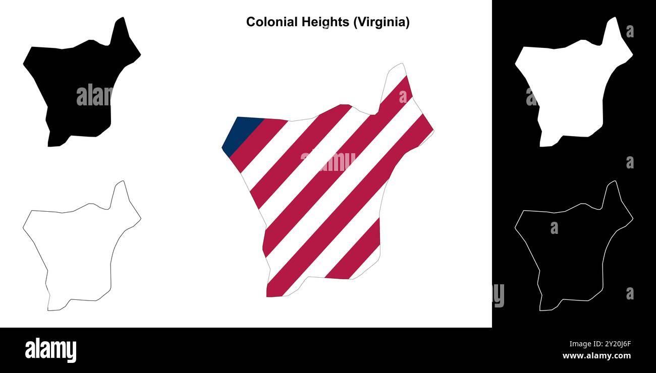 Colonial Heights County (Virginia) outline map set Stock Vector Image ...