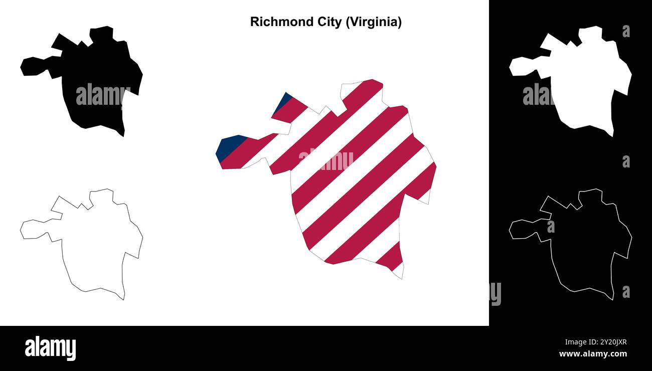 Richmond City County (Virginia) outline map set Stock Vector Image ...