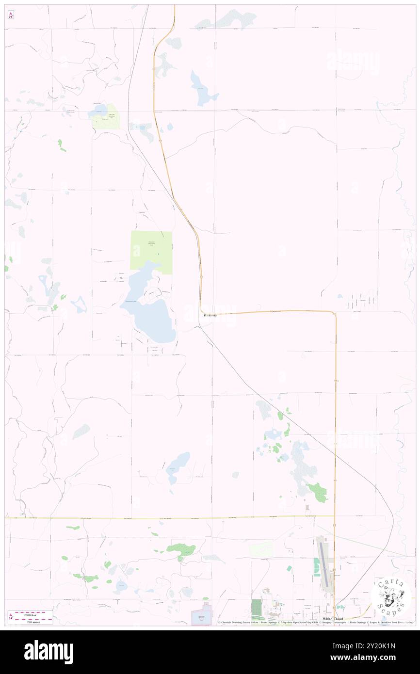 Ramona, Newaygo County, US, United States, Michigan, N 43 36' 15'', S 85 48' 7'', map, Cartascapes Map published in 2024. Explore Cartascapes, a map revealing Earth's diverse landscapes, cultures, and ecosystems. Journey through time and space, discovering the interconnectedness of our planet's past, present, and future. Stock Photo