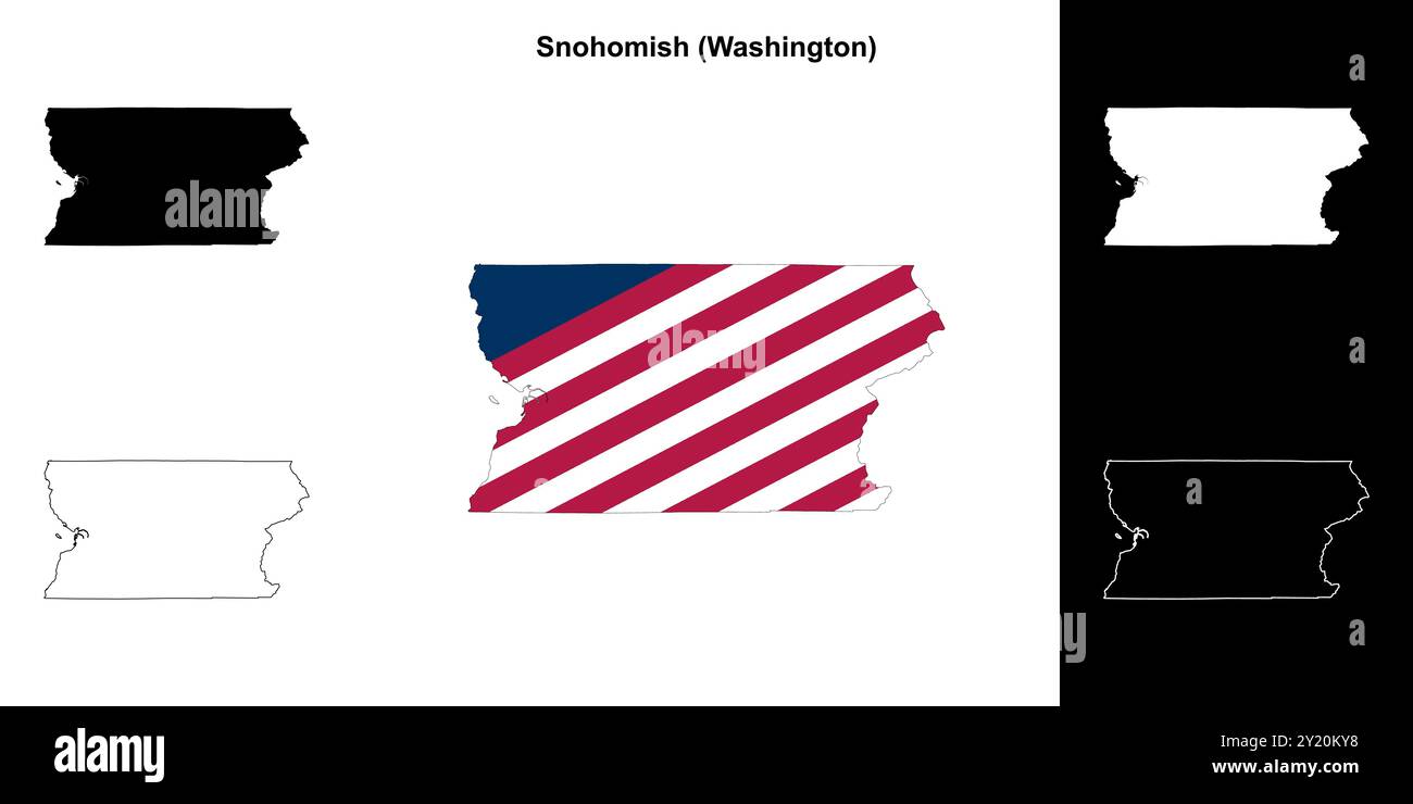 Snohomish County (Washington) outline map set Stock Vector Image &amp; Art ...