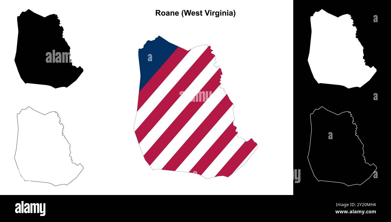 Roane County (West Virginia) outline map set Stock Vector