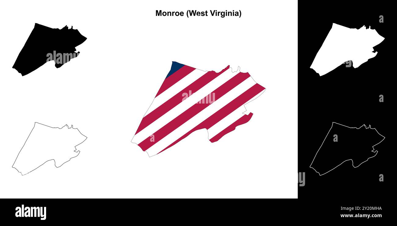 Monroe County (West Virginia) outline map set Stock Vector Image & Art