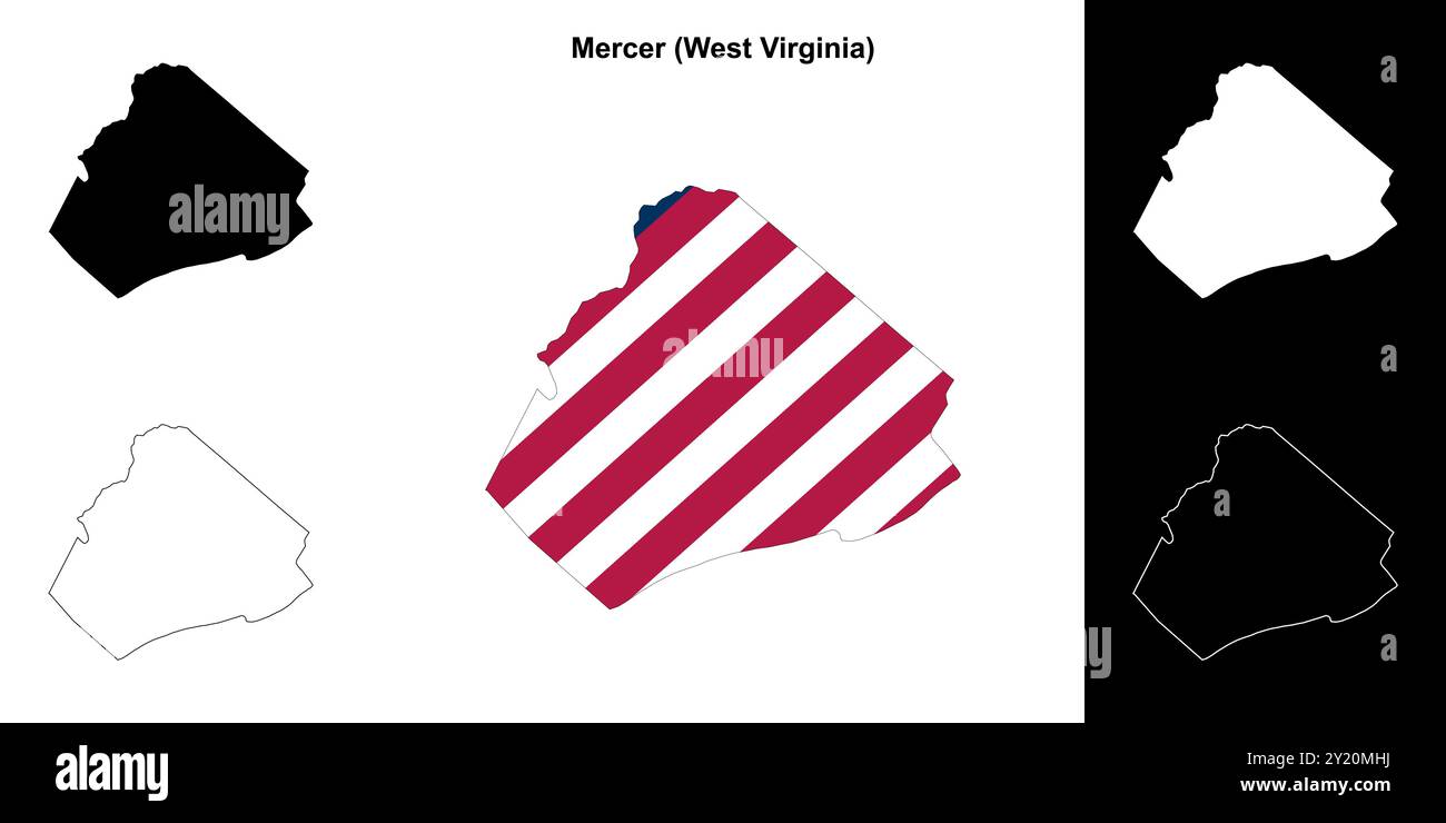 Mercer County (West Virginia) outline map set Stock Vector Image & Art ...