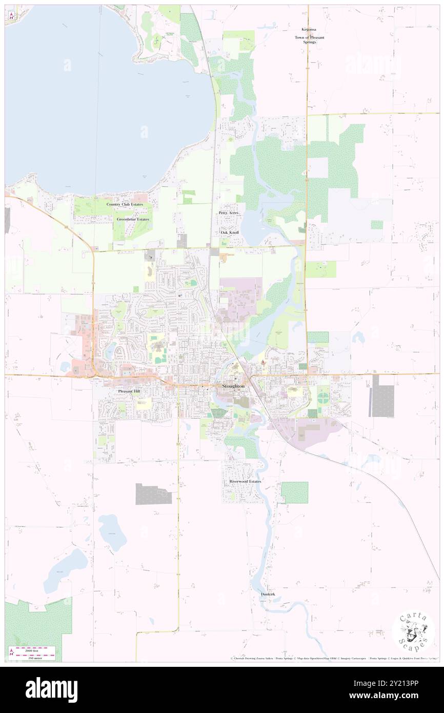 Stoughton, Dane County, US, United States, Wisconsin, N 42 55' 1'', S 89 13' 4'', map, Cartascapes Map published in 2024. Explore Cartascapes, a map revealing Earth's diverse landscapes, cultures, and ecosystems. Journey through time and space, discovering the interconnectedness of our planet's past, present, and future. Stock Photo