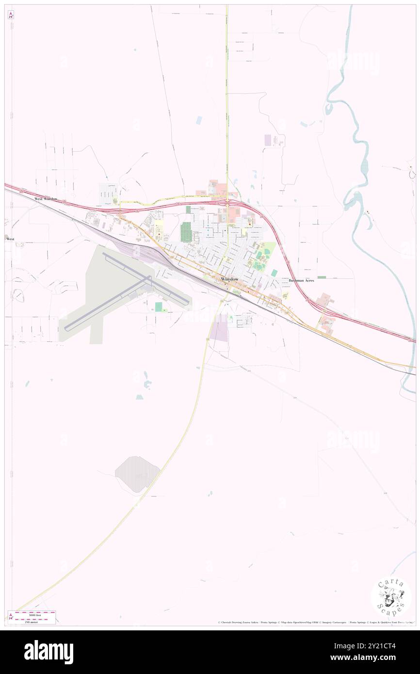 Winslow, Navajo County, US, United States, Arizona, N 35 1' 27'', S 110 41' 50'', map, Cartascapes Map published in 2024. Explore Cartascapes, a map revealing Earth's diverse landscapes, cultures, and ecosystems. Journey through time and space, discovering the interconnectedness of our planet's past, present, and future. Stock Photo