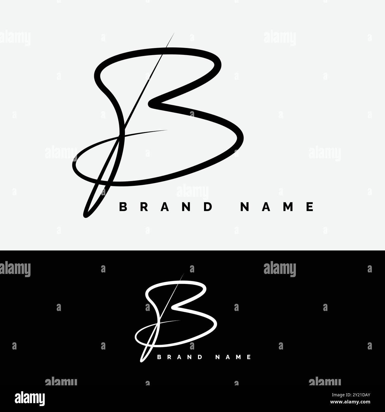 Letter B Signature Logo - Initial Alphabet for B - Handwritten B Logo ...