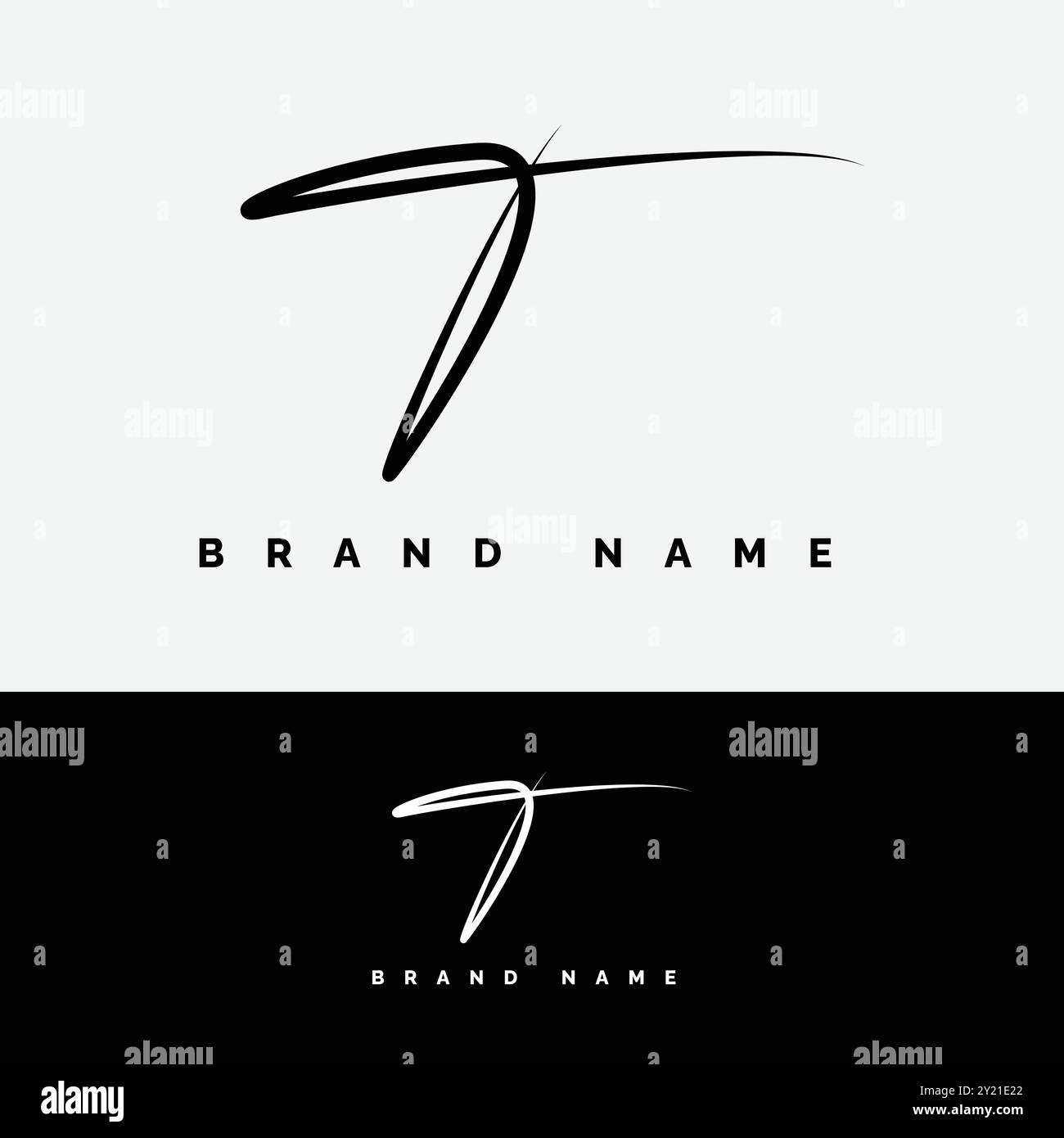 Letter T Signature Logo - Initial Alphabet for T - Handwritten T Logo