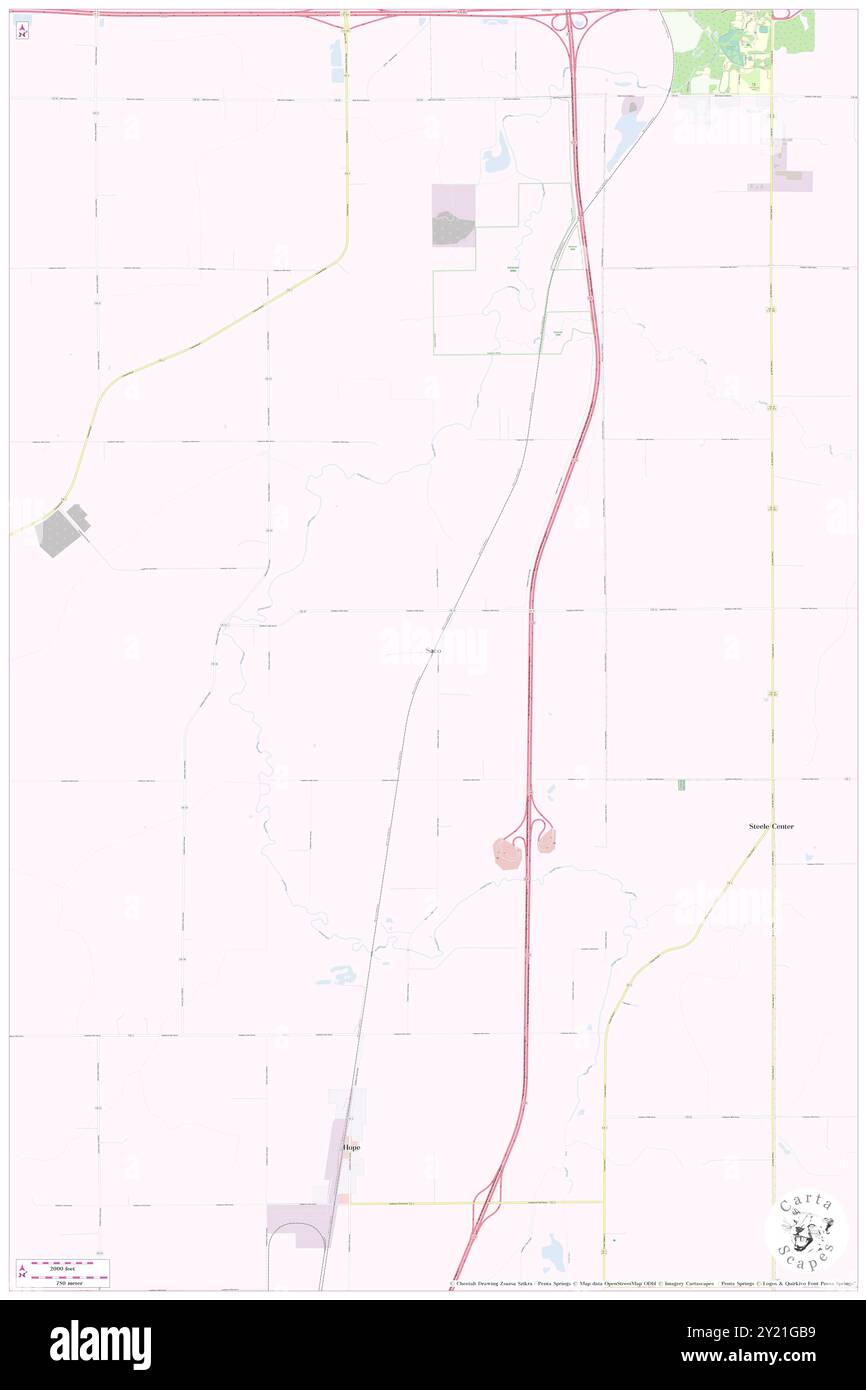 Saco, Steele County, US, United States, Minnesota, N 44 0' 15'', S 93 15' 58'', map, Cartascapes Map published in 2024. Explore Cartascapes, a map revealing Earth's diverse landscapes, cultures, and ecosystems. Journey through time and space, discovering the interconnectedness of our planet's past, present, and future. Stock Photo