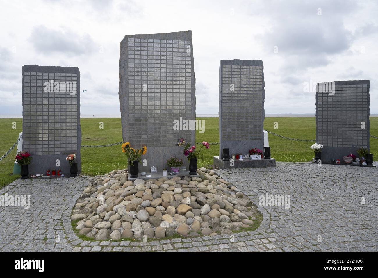 Memorial Sea View, burials at sea, Norddeich, East Frisia, Lower Saxony, Germany, Europe Stock Photo