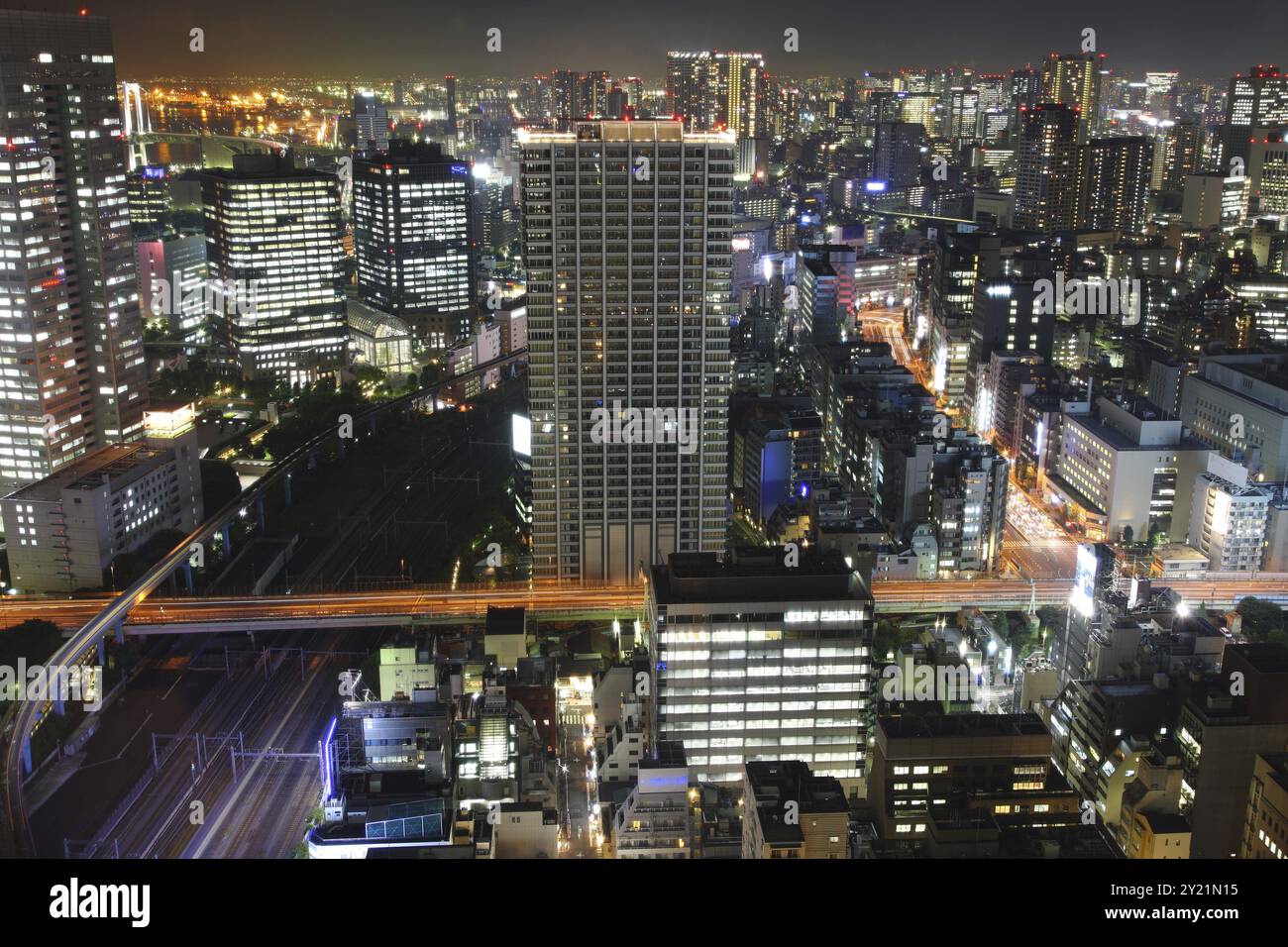 Tokyo at night panorama with illuminated skyscrapers Stock Photo - Alamy