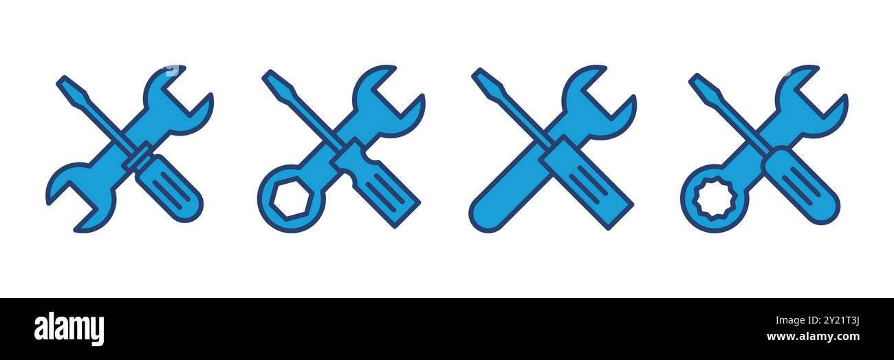 Repair tools icon vector. tool icon vector. setting icon vector. Wrench and screwdriver. support, Service Stock Vector