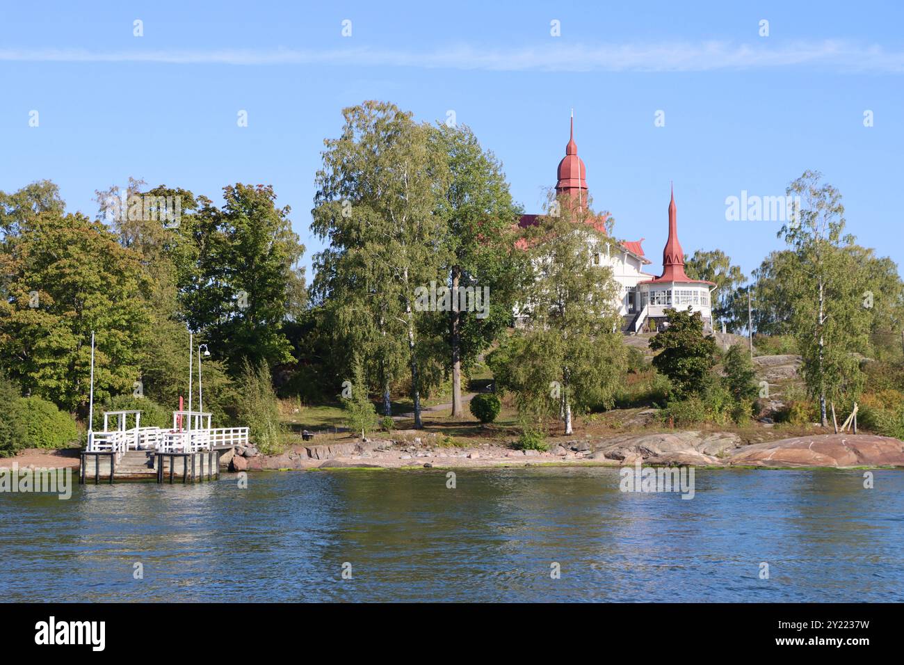 Restaurant Saaristo, located on the Klippan - Luoto island in front of South Harbour in Helsinki, Finland, August 2024 Stock Photo
